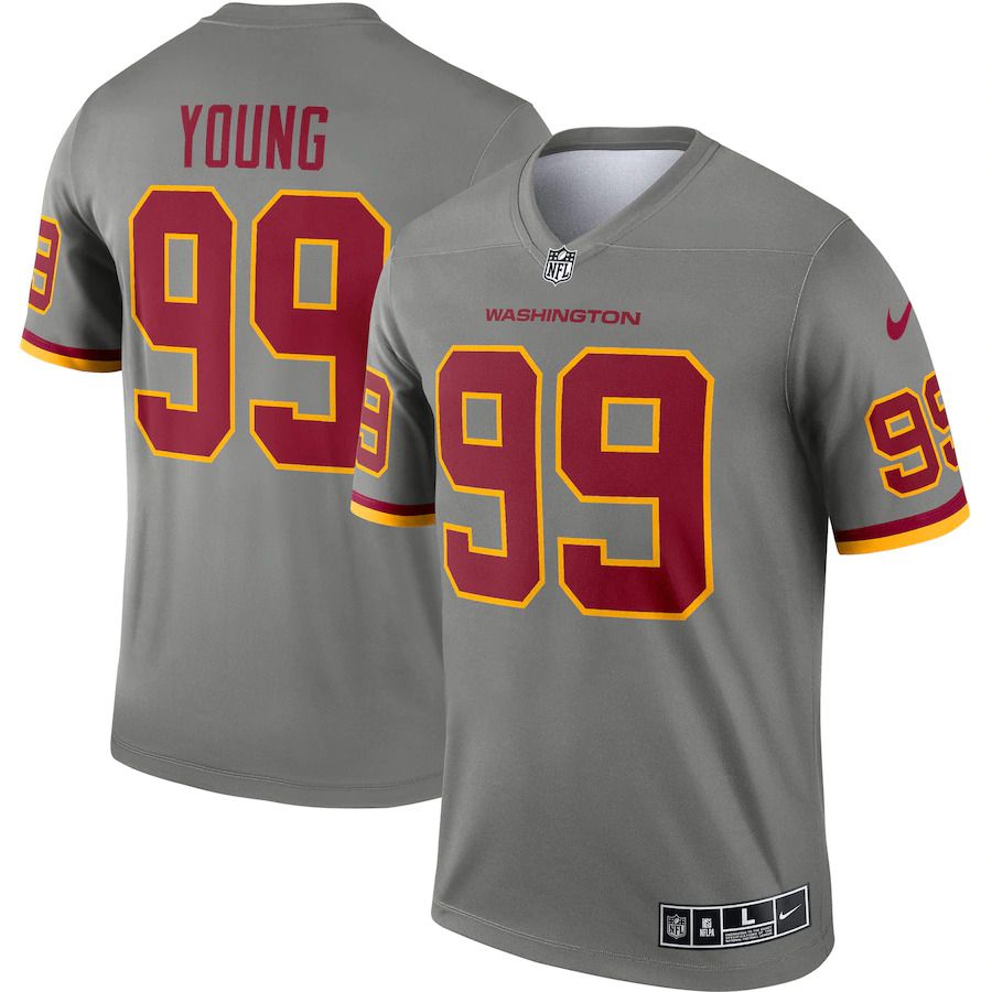 Men Washington Redskins #99 Chase Young Nike Steel Inverted Legend NFL Jersey